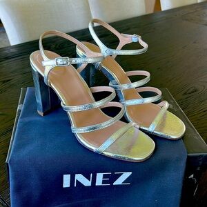 Inez Sasha Silver Metallic Heels - Size 8